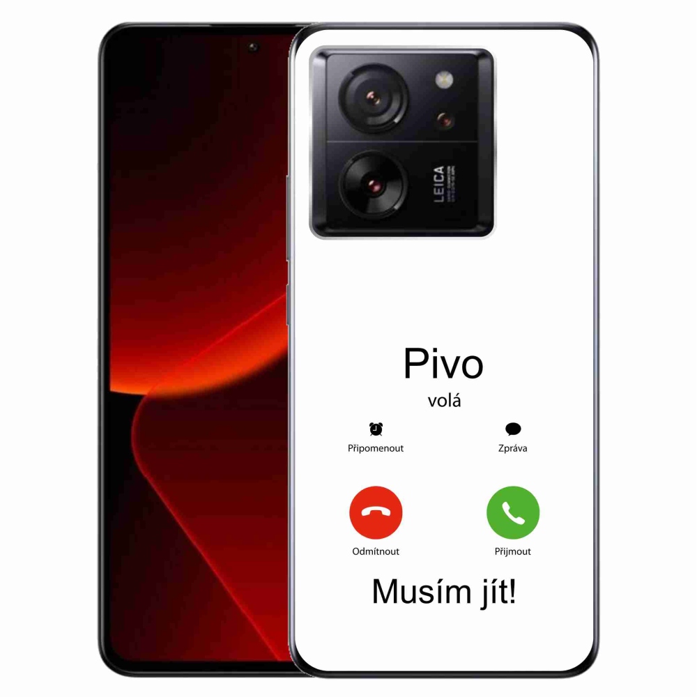 Gelový kryt mmCase na Xiaomi 13T/13T Pro - pivo volá bílé pozadí