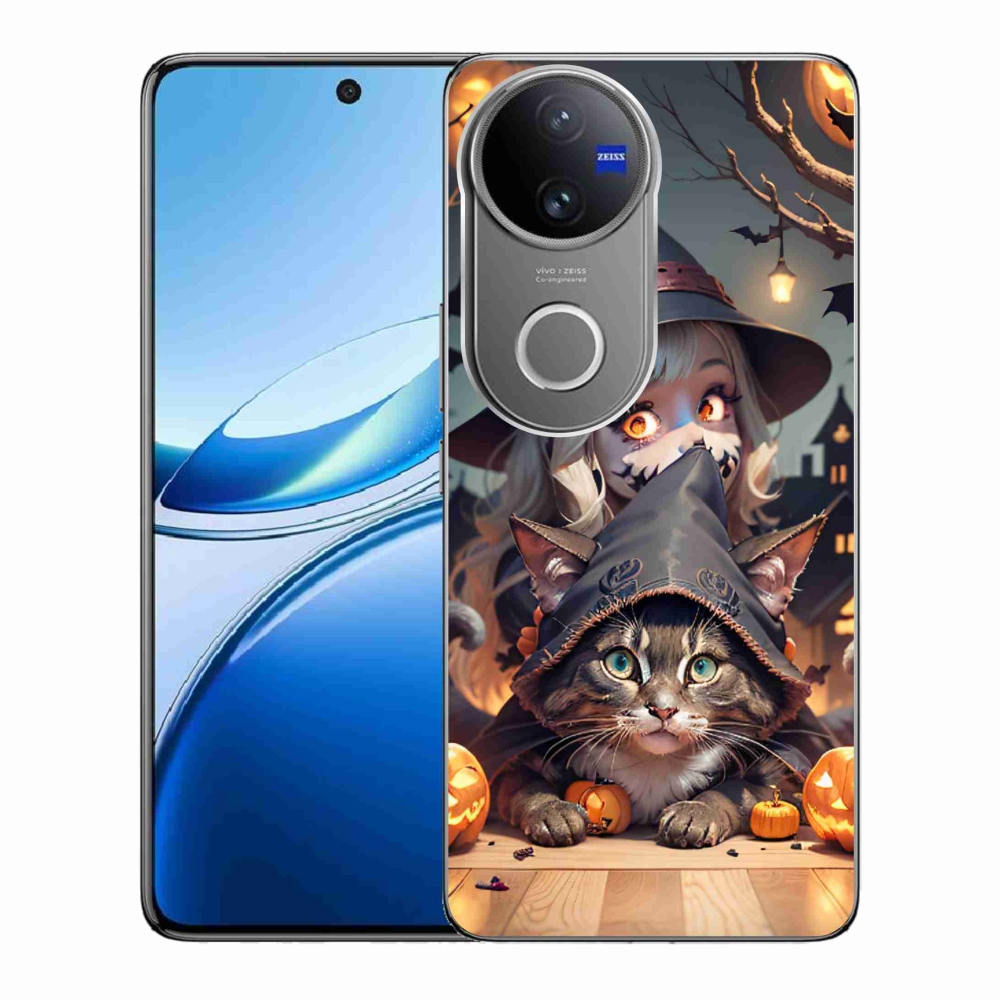 Gelový kryt mmCase na Vivo V50 5G - čarodějnice s kočkou