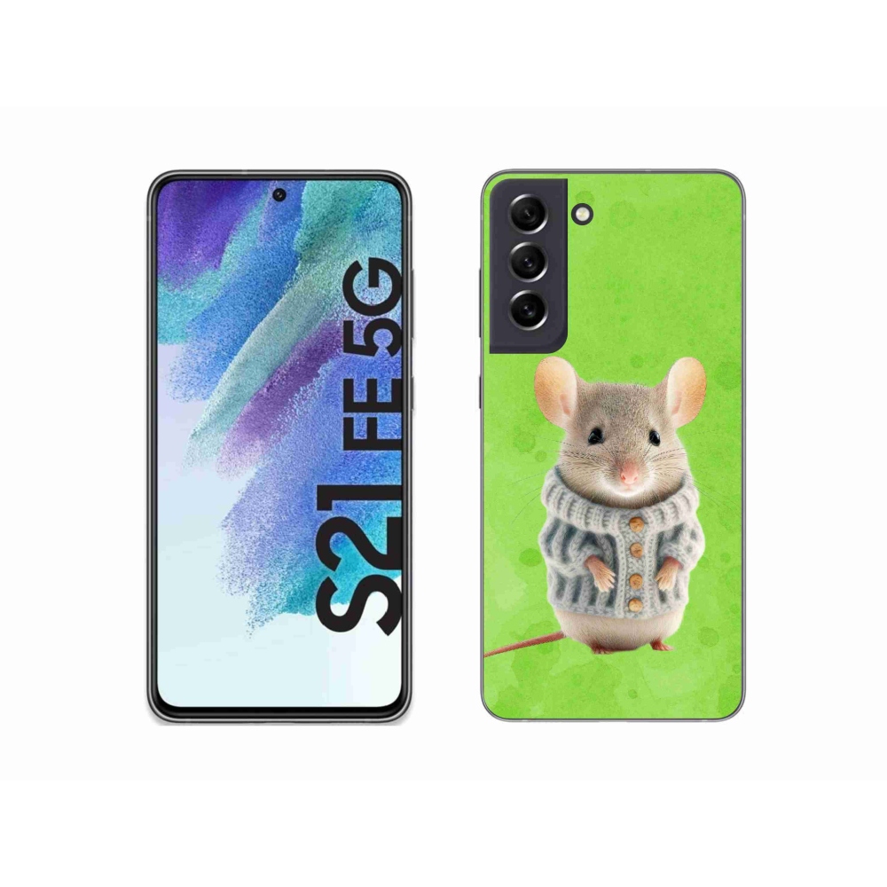 Gelový kryt mmCase na Samsung Galaxy S21 FE 5G - myška ve svetru