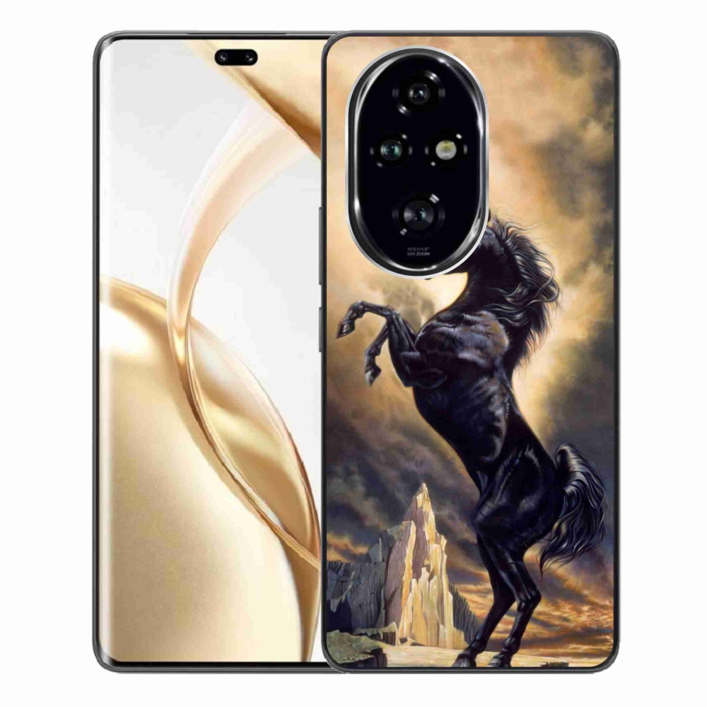 Gelový kryt mmCase na Honor 200 Pro 5G - černý kreslený kůň