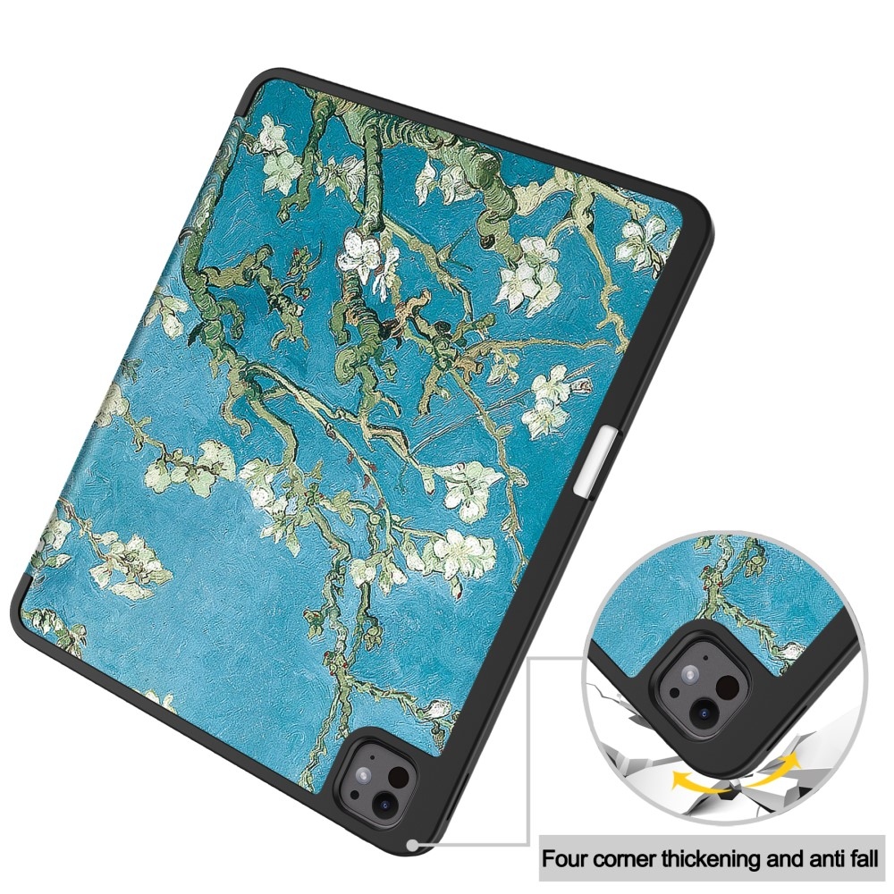 Patte zavírací pouzdro na iPad Pro 13 (2024) - bílé květy