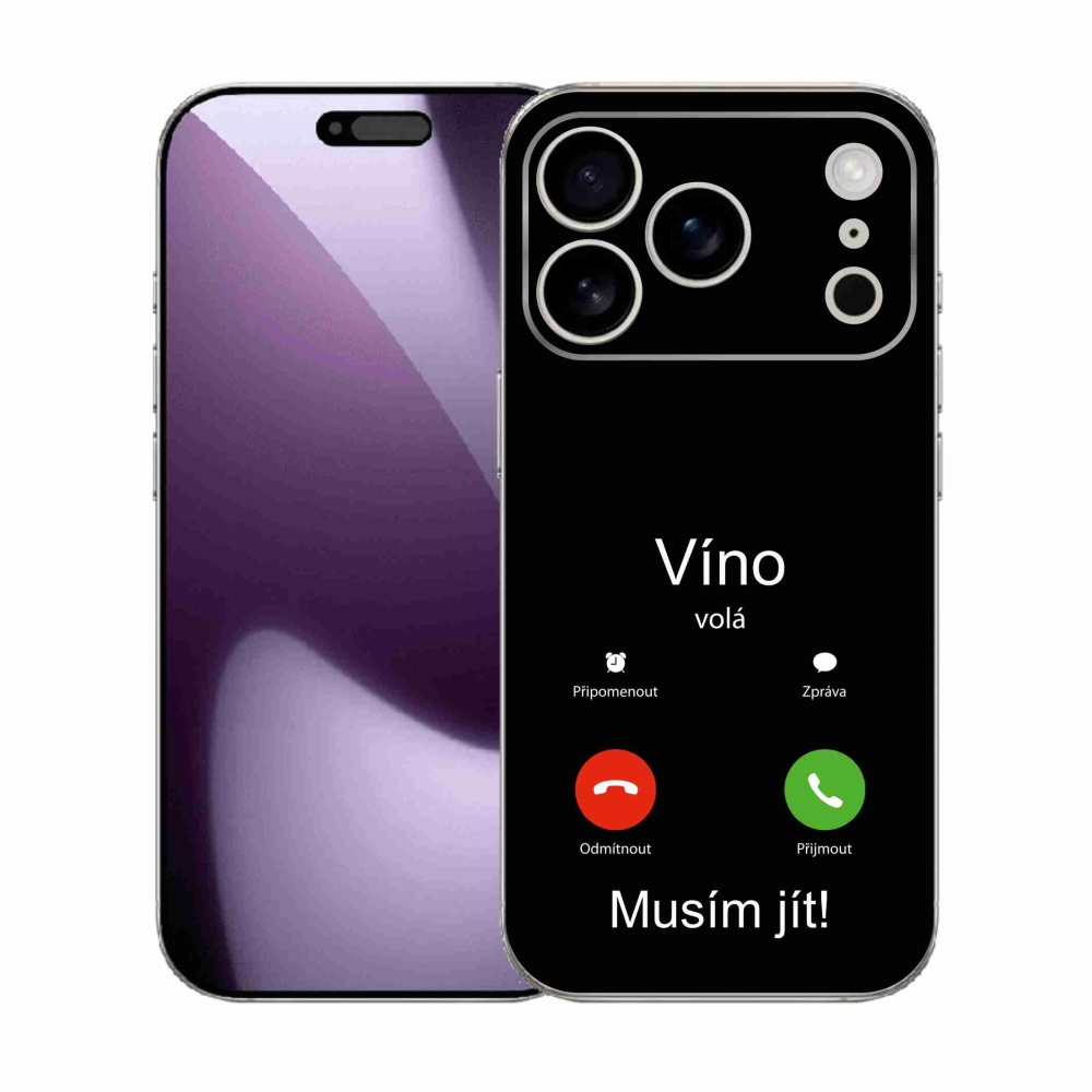 Gelový kryt mmCase na iPhone 17 Pro - víno volá černé pozadí