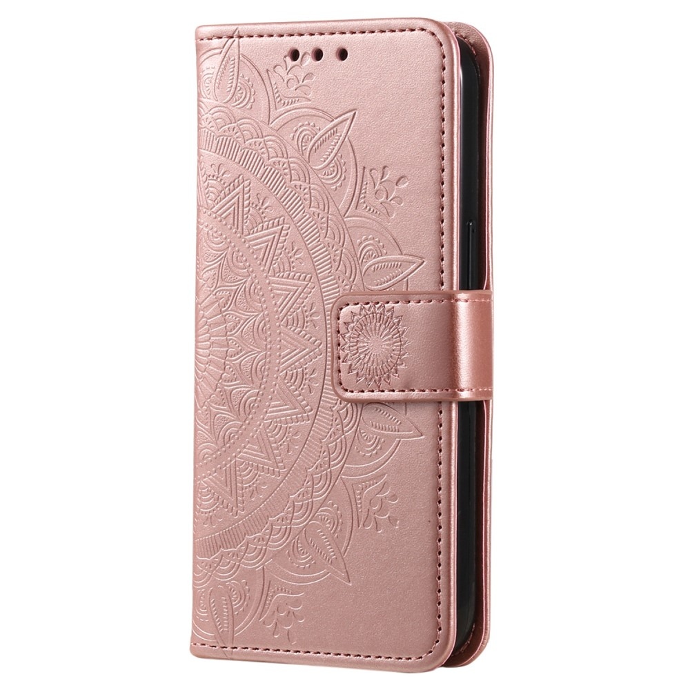 Mandala knížkové pouzdro na Xiaomi Redmi Note 14 - růžovozlaté