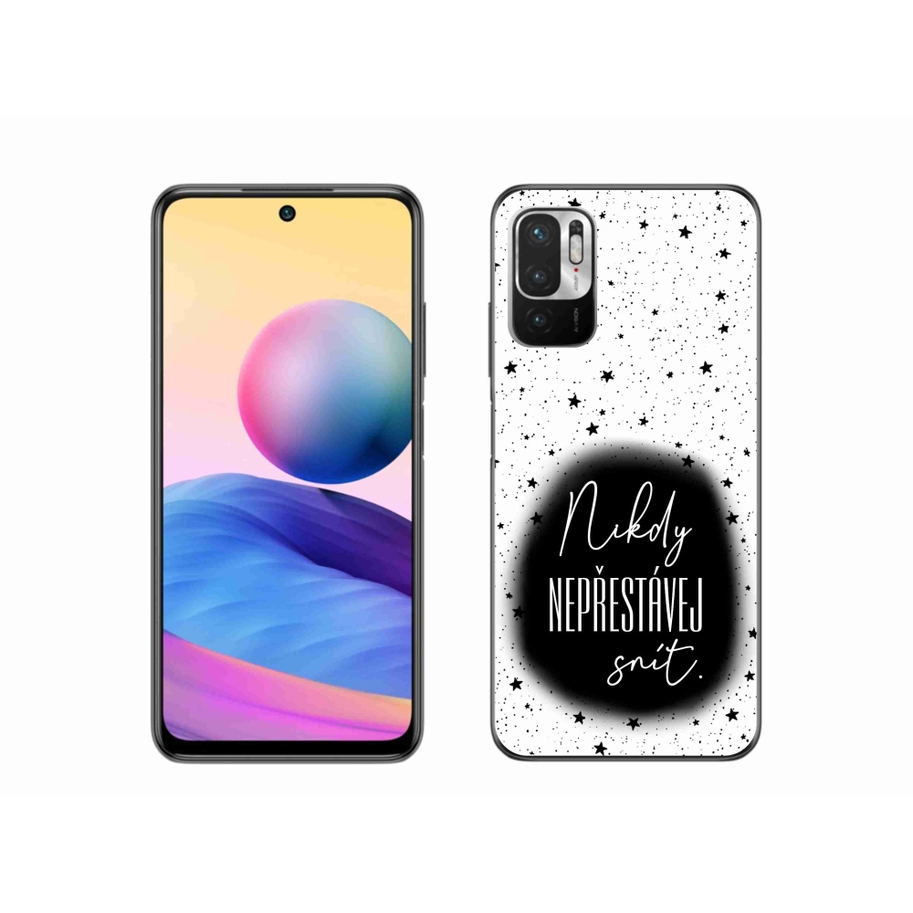 Gelový kryt mmCase na Xiaomi Redmi Note 10 5G - citát 1 černobílé pozadí