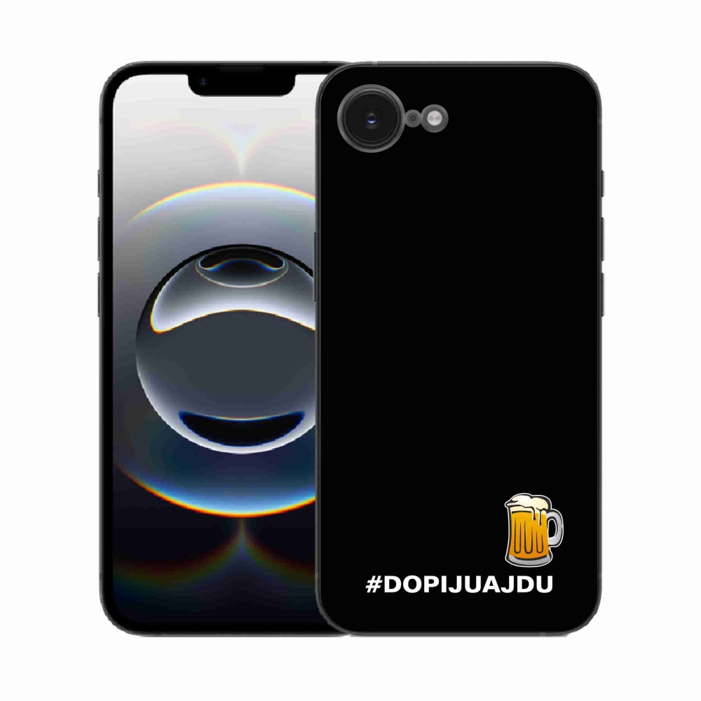 Gelový kryt mmCase na iPhone 16e - pivní motiv 1 černé pozadí
