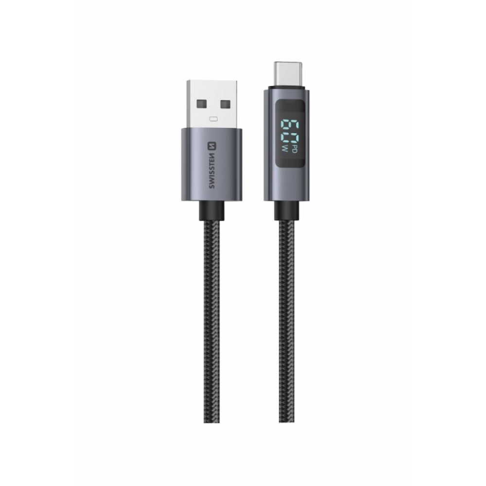 Swissten LCD kabel USB-A / USB-C 1m