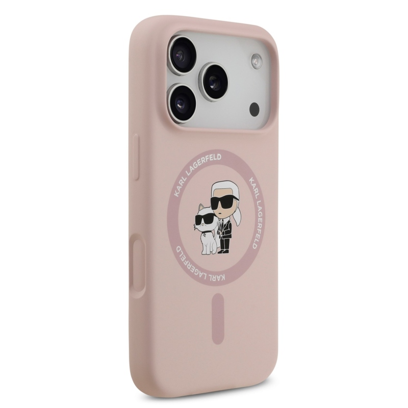 Karl Lagerfeld Liquid Silicone Karl and Choupette MagSafe Zadní Kryt pro iPhone 18 Pro Pink
