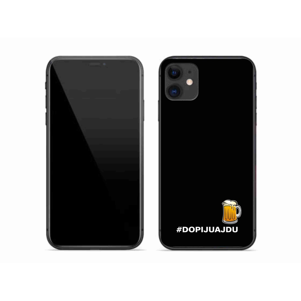 Gelový kryt mmCase na iPhone 11 - pivní motiv 1 černé pozadí