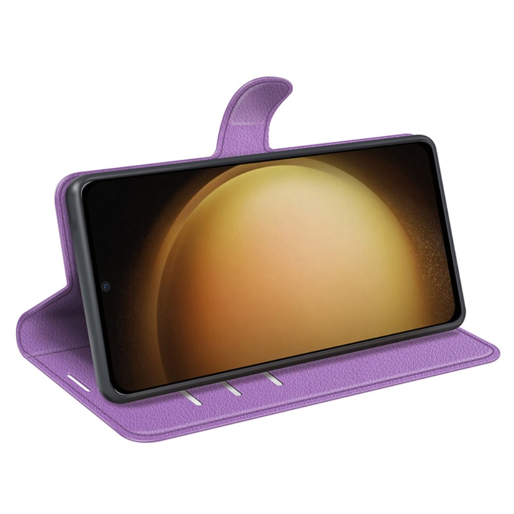 Litchi knížkové pouzdro na Samsung Galaxy S24+ - fialové