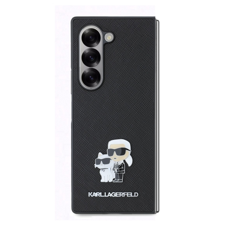 Karl Lagerfeld PU Saffiano Karl and Choupette Zadní Kryt pro Samsung Galaxy Z Fold 6 Black