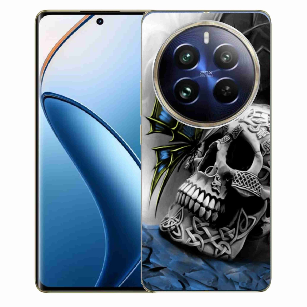 Gelový kryt mmCase na Realme 12 Pro 5G/12 Pro+ 5G - motýl a lebka