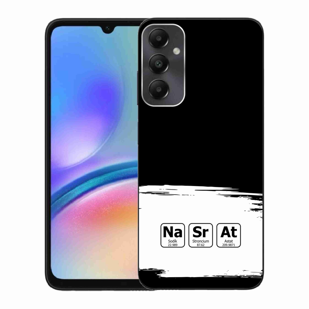 Gelový kryt mmCase na Samsung Galaxy A05s - chemické prvky bíločerné pozadí
