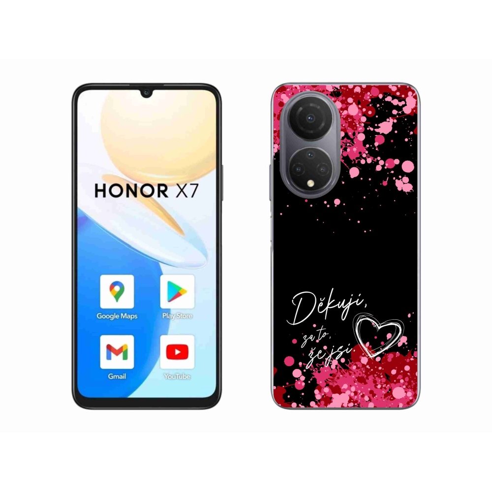 Gelový kryt mmCase na Honor X7 - zamilovaný text 2 černé pozadí