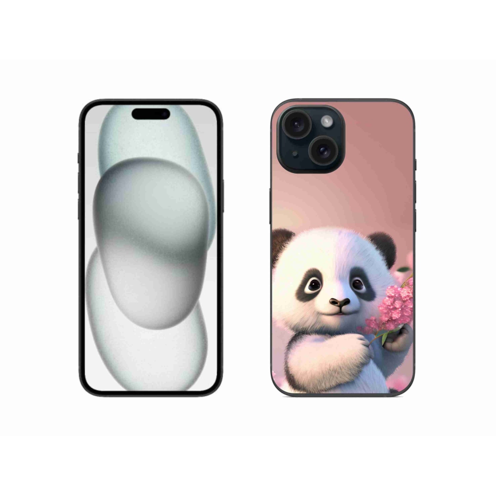 Gelový kryt mmCase na iPhone 15 - roztomilá panda