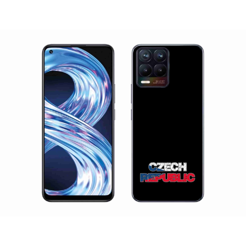 Gelový kryt mmCase na Realme 8 4G - Czech Republic černé pozadí