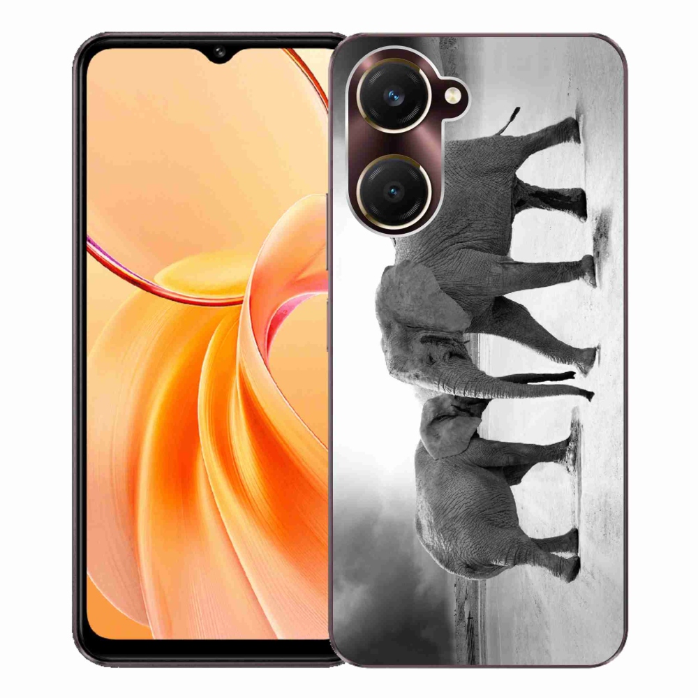Gelový kryt mmCase na Vivo Y28s 5G - černobílí sloni