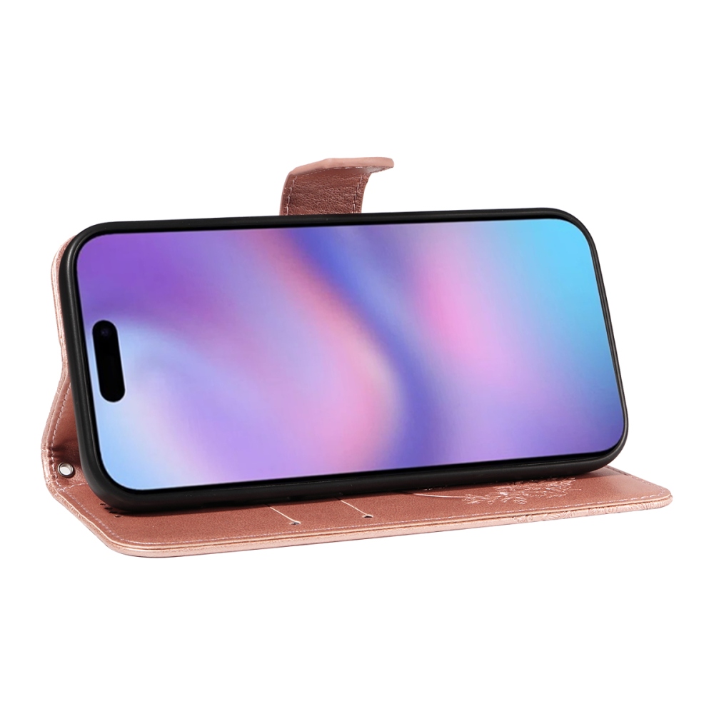 Floral Butterfly knížkové pouzdro na iPhone 17 - růžovozlaté