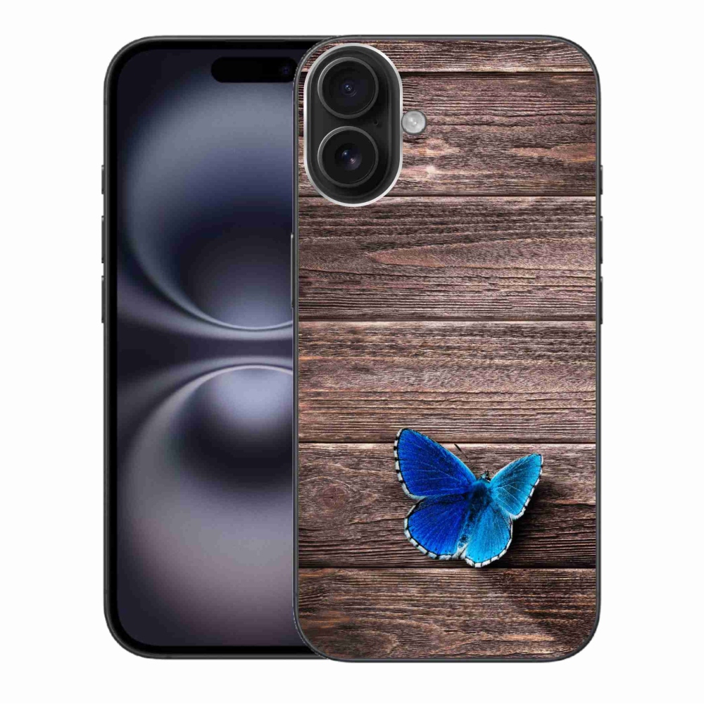 Gelový kryt mmCase na iPhone 16 Plus - modrý motýl 1