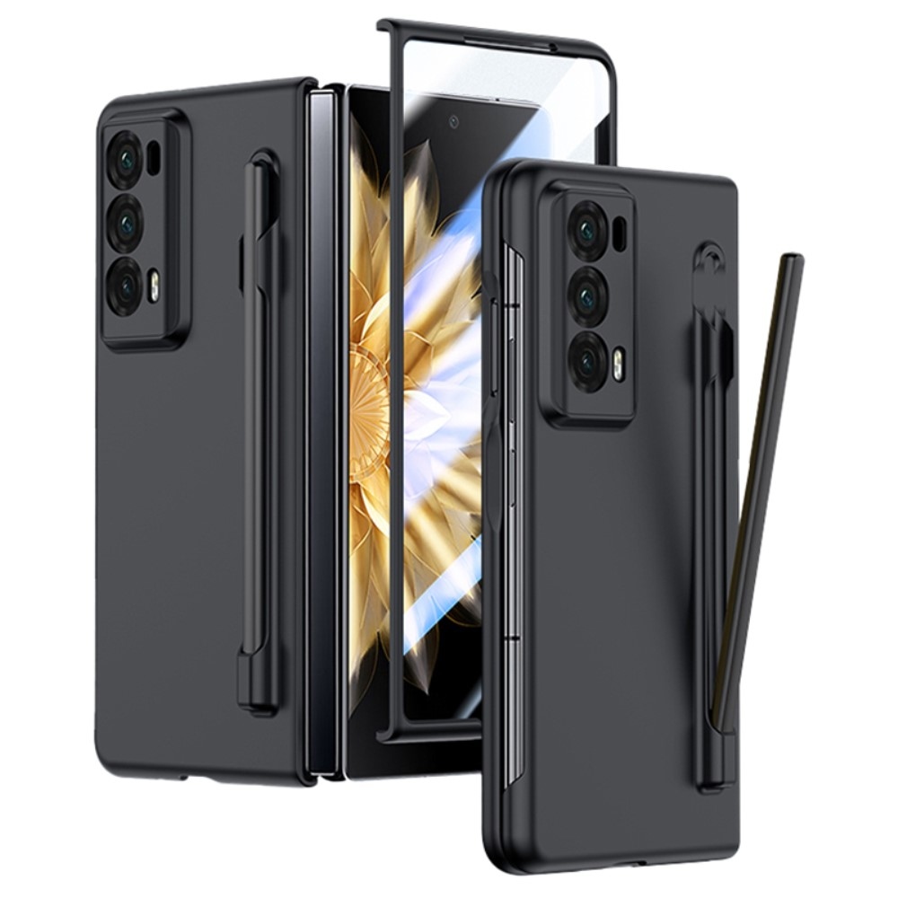 Case plastový obal s ochranným sklem na displej + stylus na Honor Magic V2 - černý