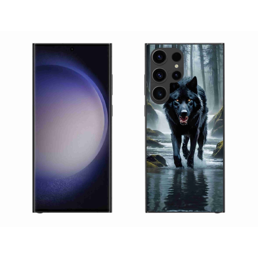Gelový kryt mmCase na Samsung Galaxy S23 Ultra 5G - černý vlk