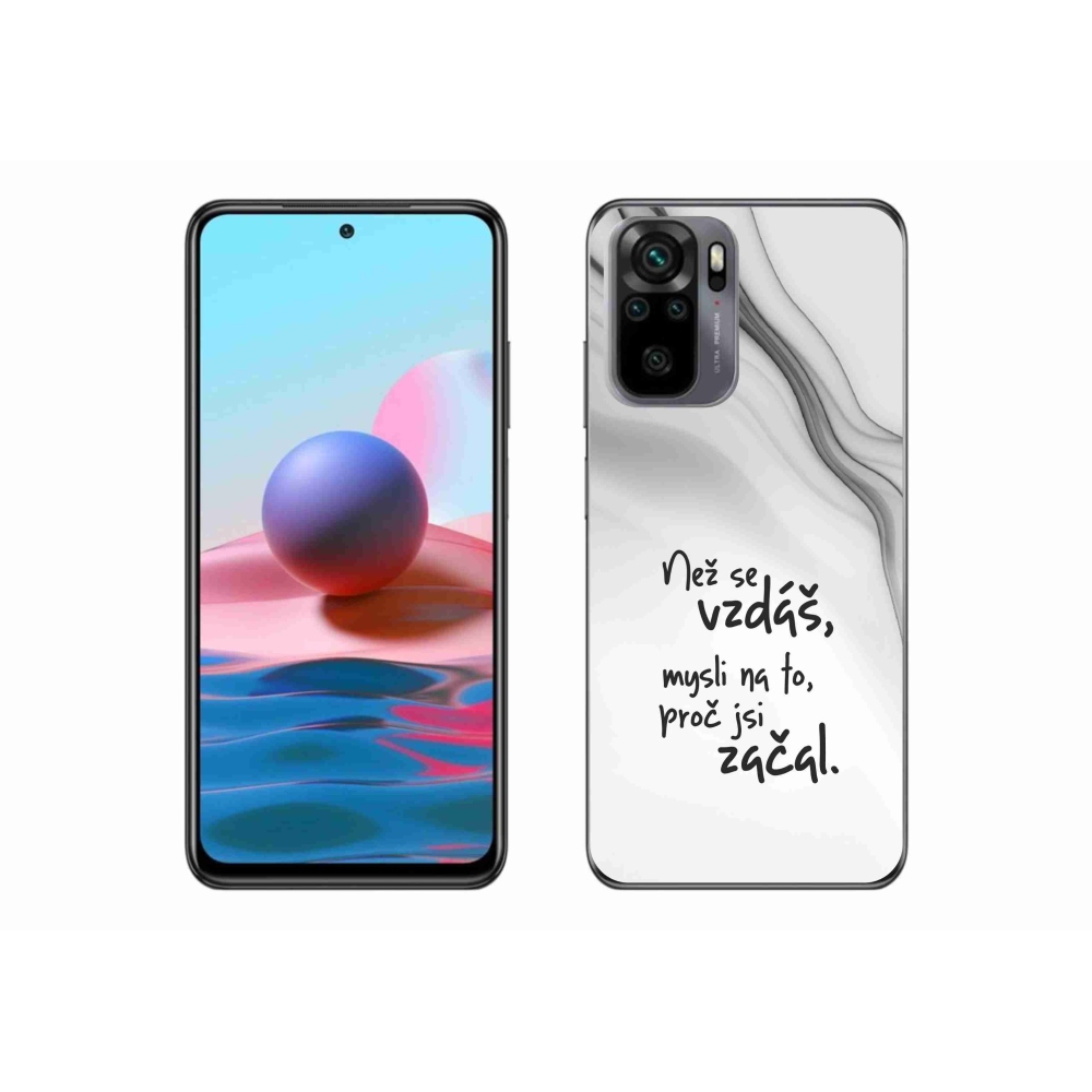 Gelový kryt mmCase na Xiaomi Redmi Note 10 4G - citát 2 bílé pozadí