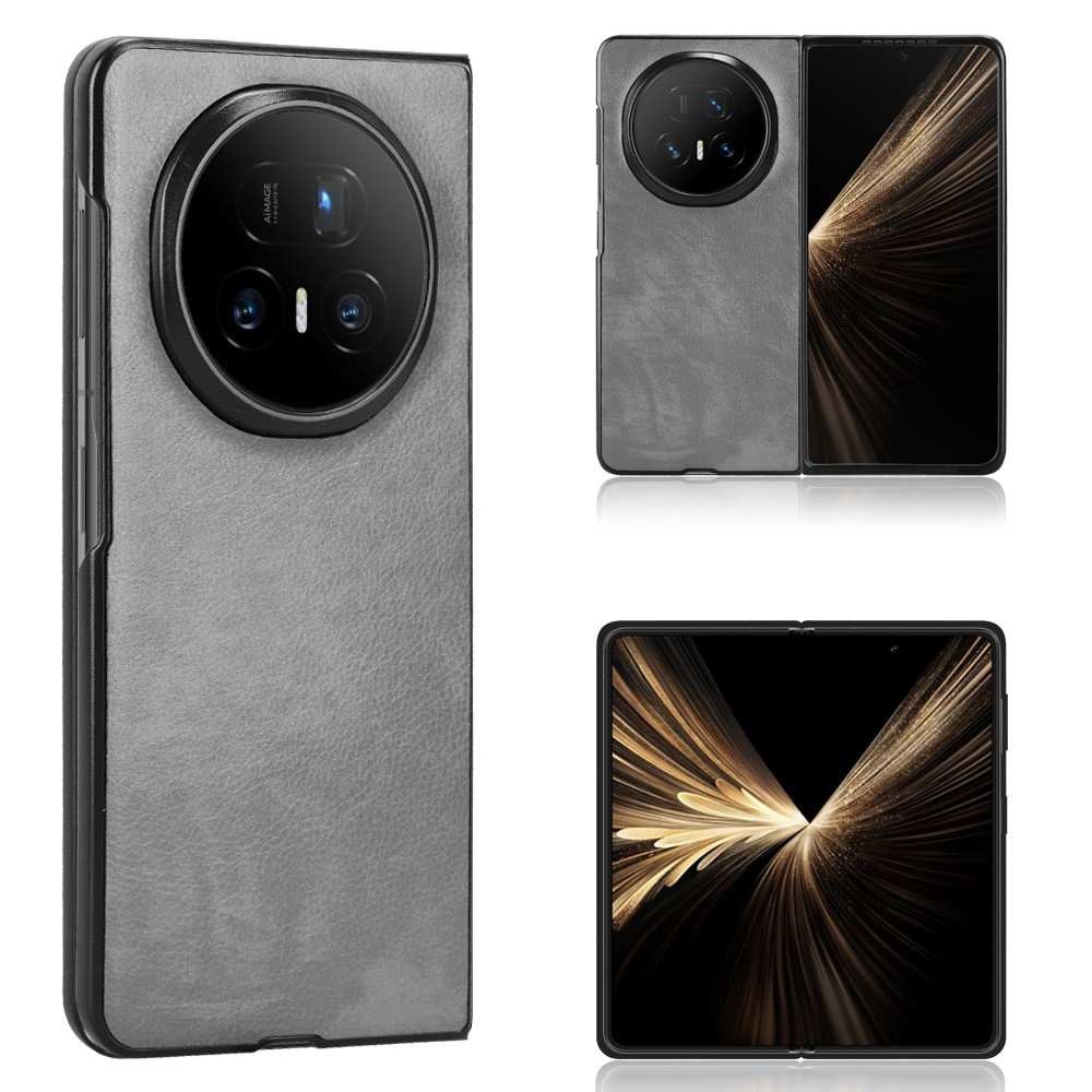 Vintages plastové pouzdro s umělou kůží na Honor Magic V5 - šedé