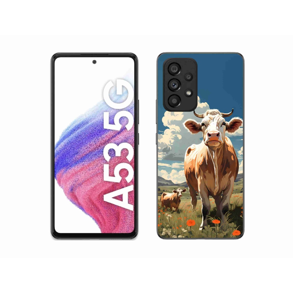 Gelový kryt mmCase na Samsung Galaxy A53 5G - krávy na louce