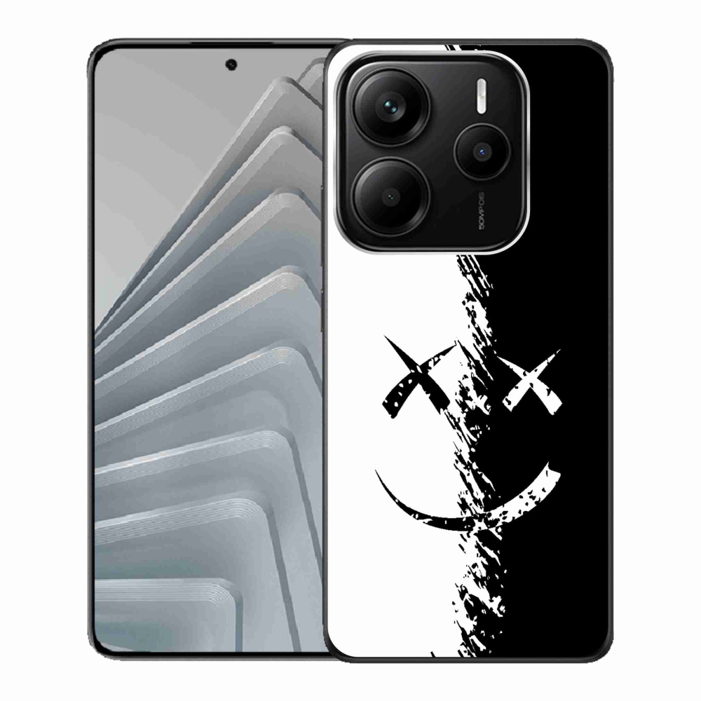 Gelový kryt mmCase na Xiaomi Redmi Note 14 5G - černobílý smajlík