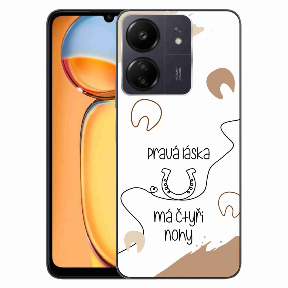 Gelový kryt mmCase na Xiaomi Poco C65/Redmi 13C - koňský motiv bílé pozadí