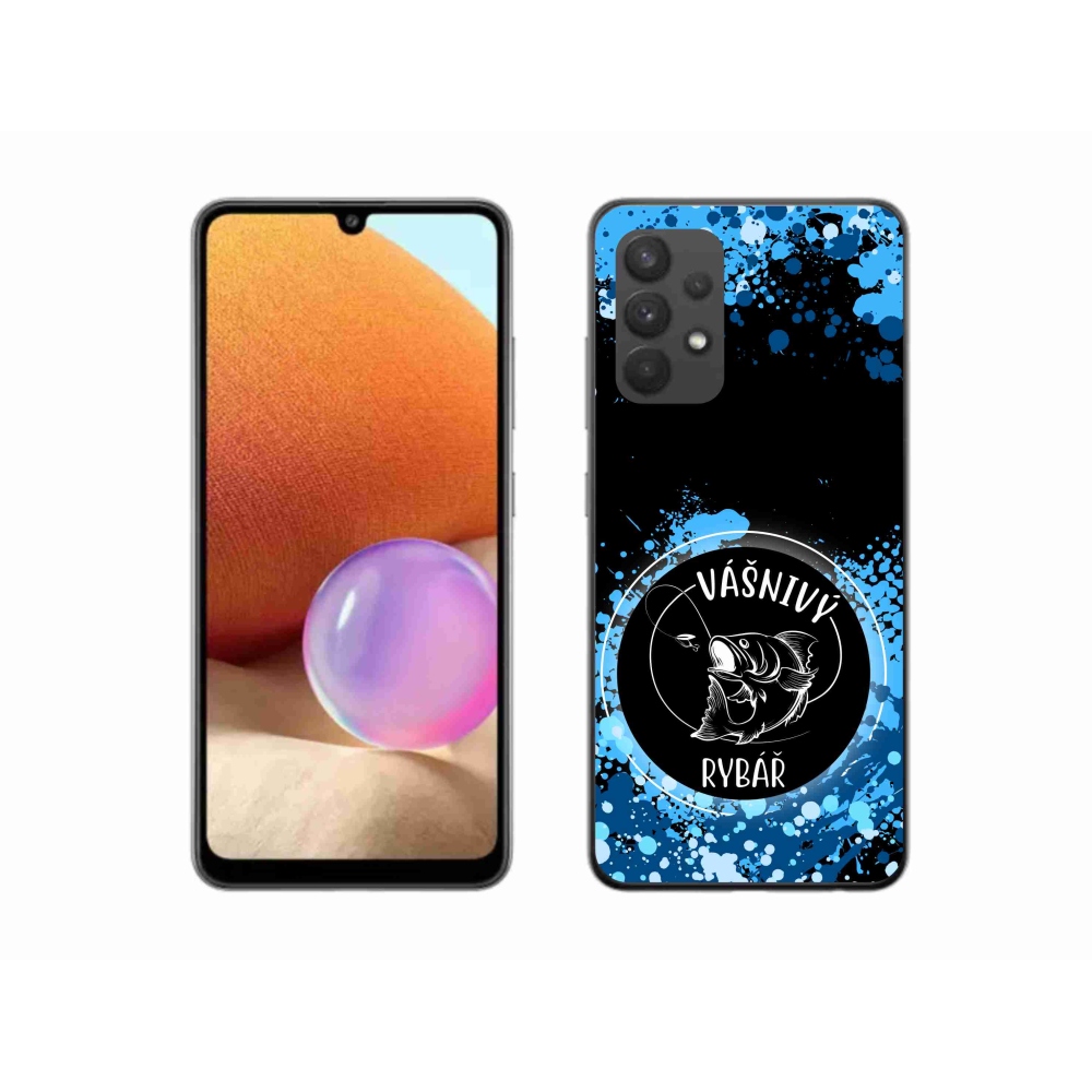 Gelový kryt mmCase na Samsung Galaxy A32 4G - vášnivý rybář černé pozadí