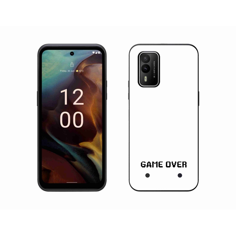 Gelový kryt mmCase na Nokia XR21 - game over bílé pozadí