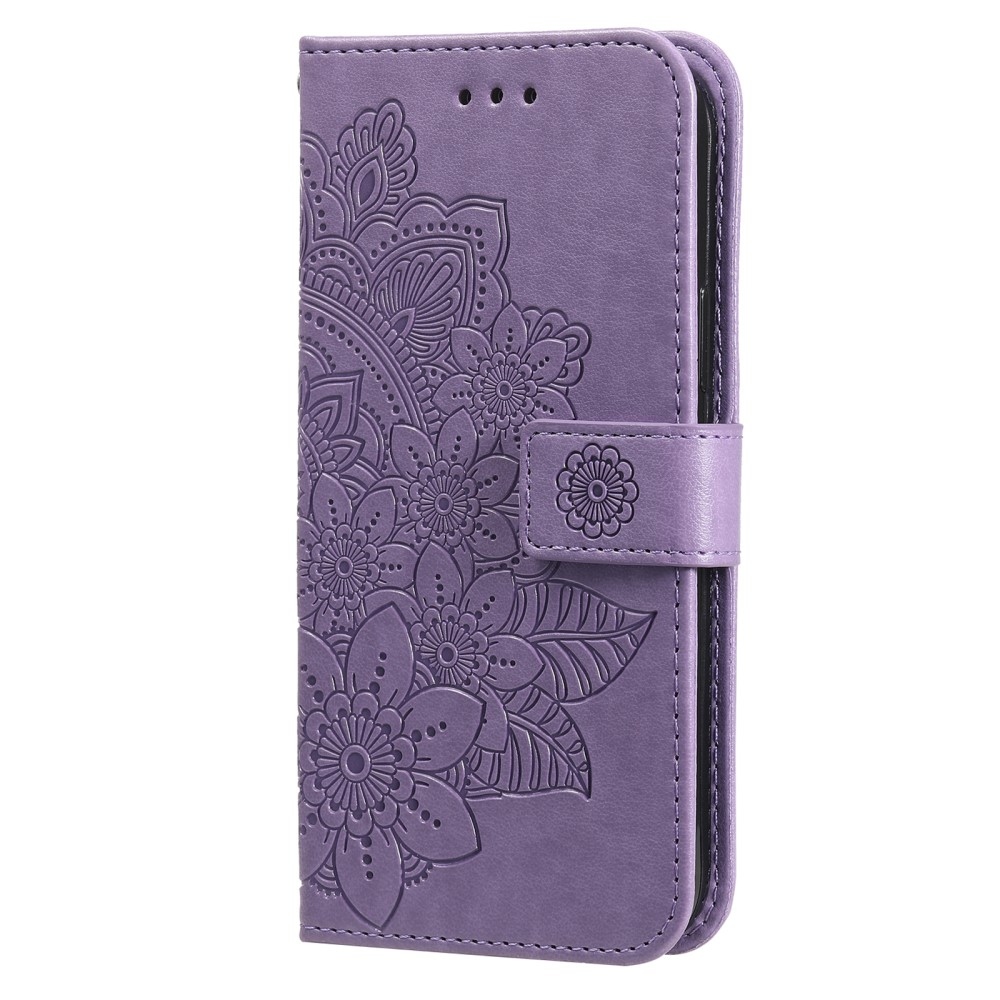 Floral knížkové pouzdro na Samsung Galaxy S25+ - fialové
