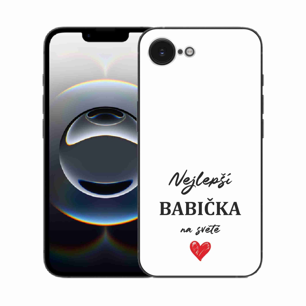 Gelový kryt mmCase na iPhone 16e - nejlepší babička 1 bílé pozadí