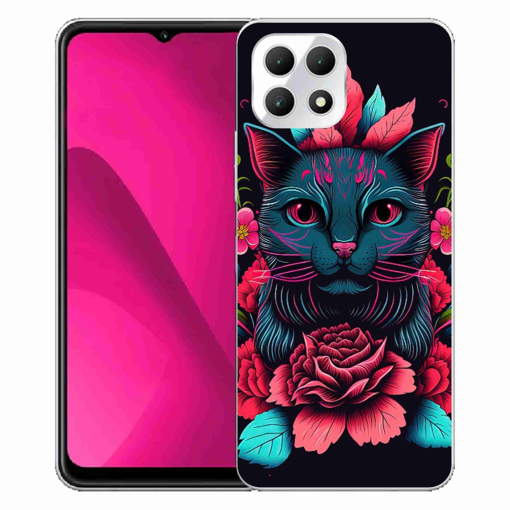 Gelový kryt mmCase na T-Mobile T Phone 2 - květiny a kočka