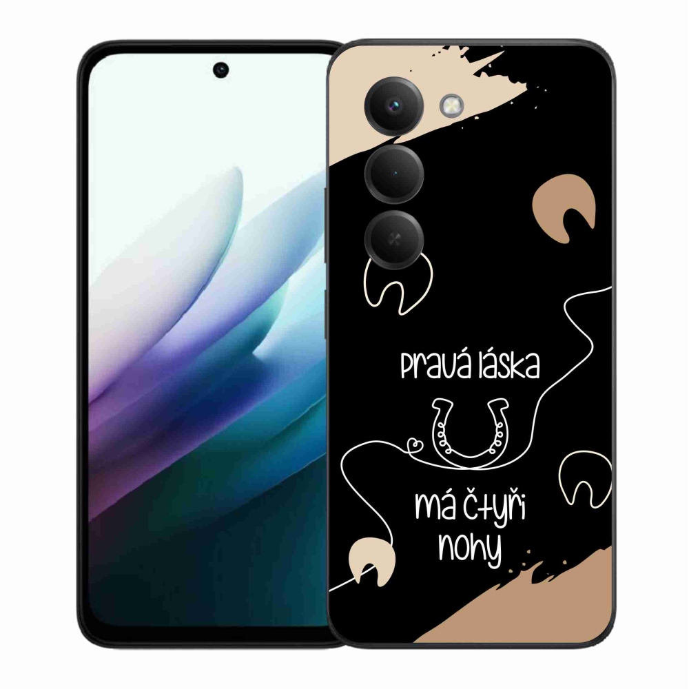 Gelový kryt mmCase na Xiaomi Redmi 15 4G/5G (171mm) - koňský motiv černé pozadí