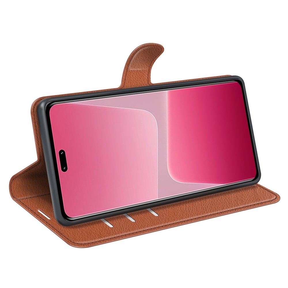 Litchi knížkové pouzdro na Xiaomi 13 Lite - hnědé
