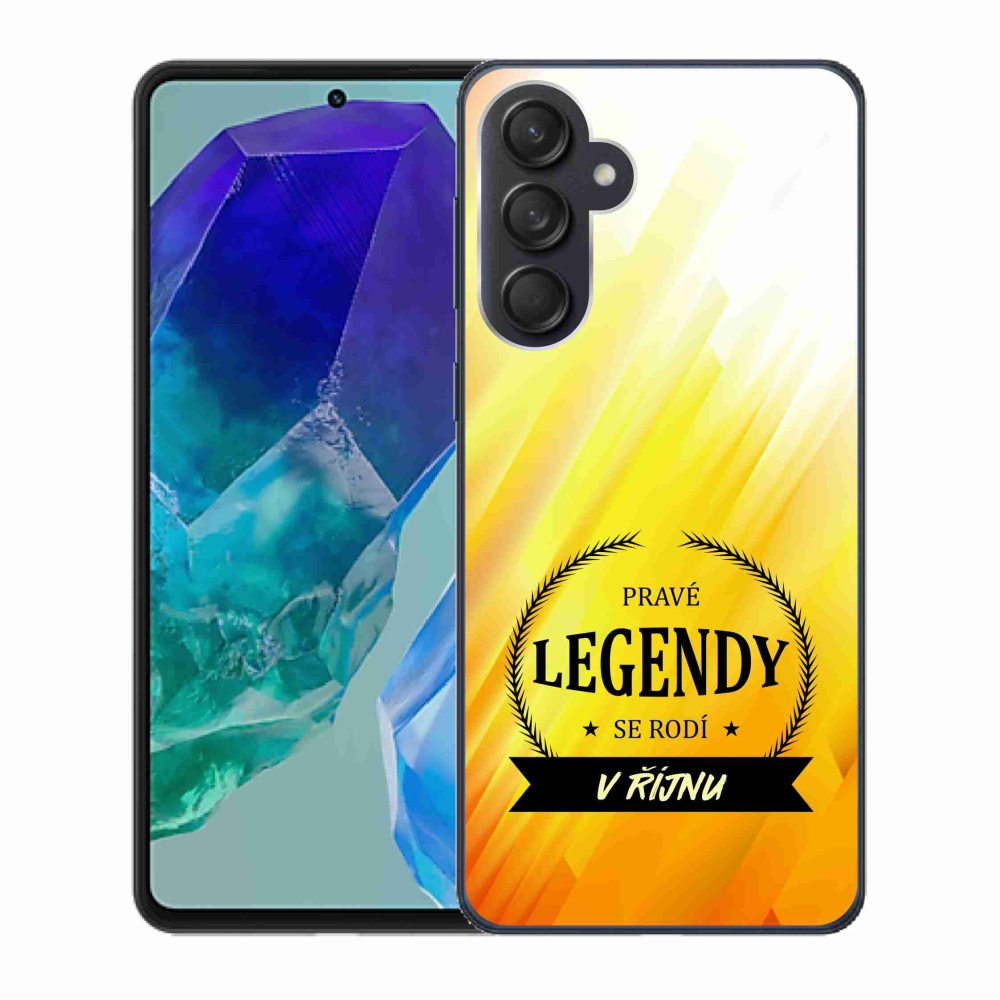 Gelový kryt mmCase na Samsung Galaxy M55 5G - legendy v říjnu žluté pozadí