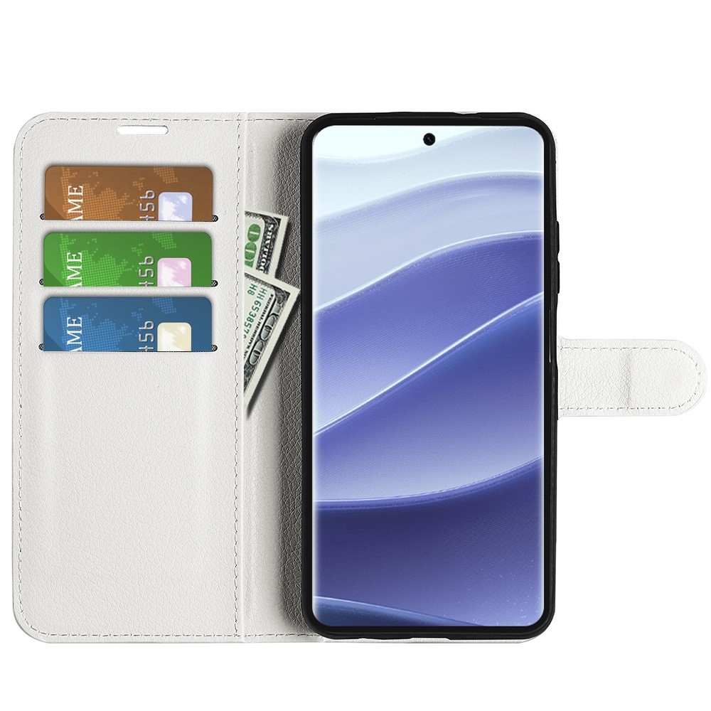 Litchi knížkové pouzdro na Xiaomi Redmi Note 14 Pro 5G/Poco X7 5G - bílé