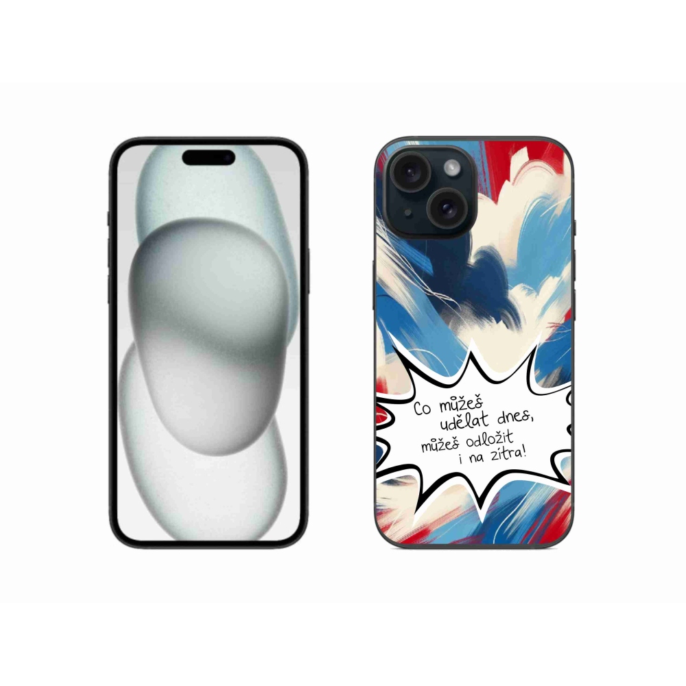 Gelový kryt mmCase na iPhone 15 - vtipný text 9 bílé pozadí