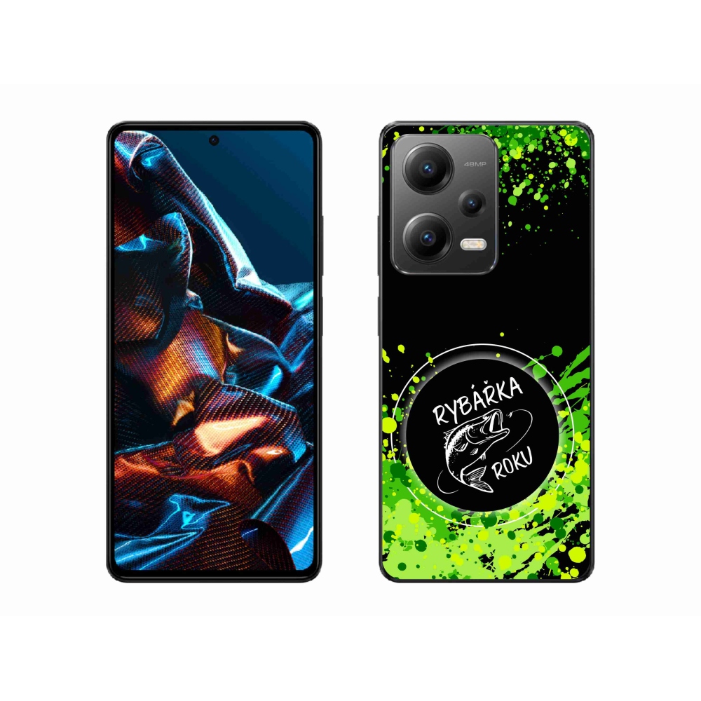 Gelový kryt mmCase na Xiaomi Redmi Note 12 Pro 5G - rybářka roku černé pozadí