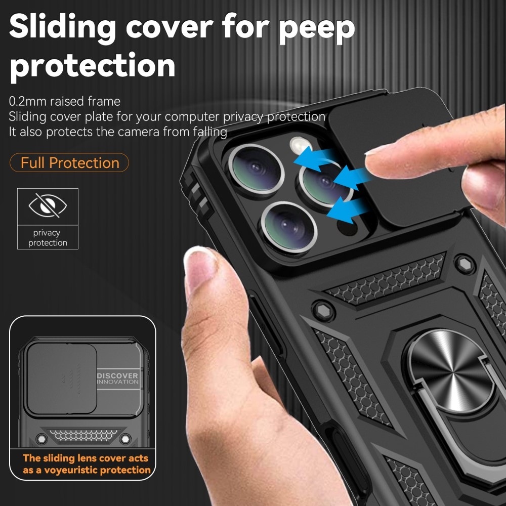 Slide odolný kryt na iPhone 16 Pro Max - černý