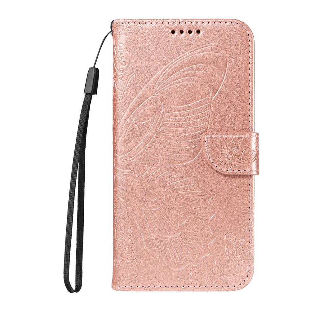 Floral Butterfly knížkové pouzdro na iPhone 17 - růžovozlaté