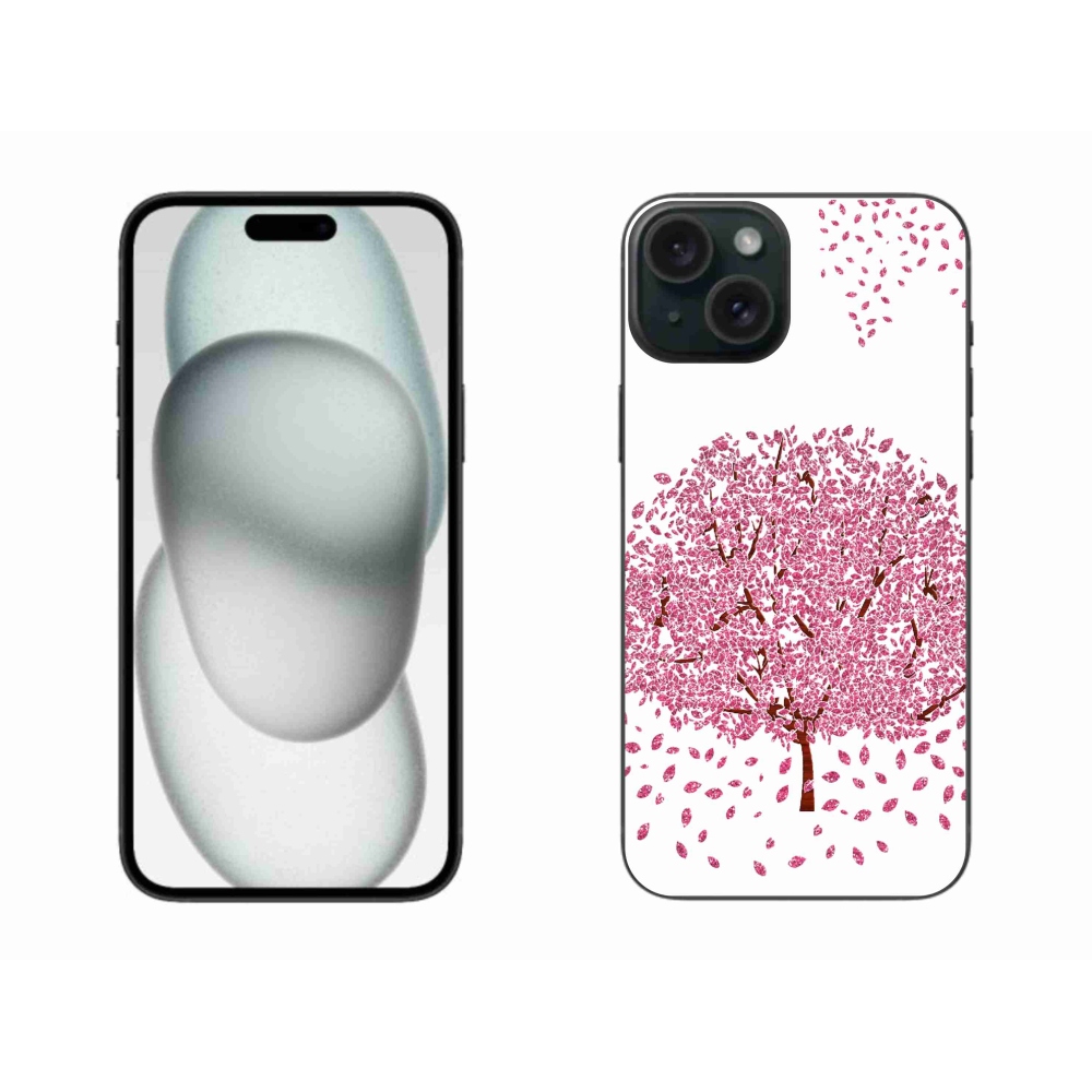 Gelový kryt mmCase na iPhone 15 Plus - kreslený strom s listy
