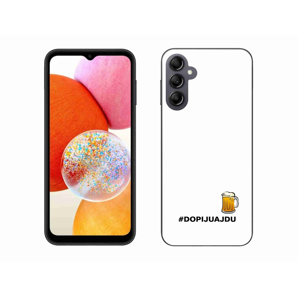 Gelový kryt mmCase na Samsung Galaxy A14 4G/5G - pivní motiv 1 bílé pozadí