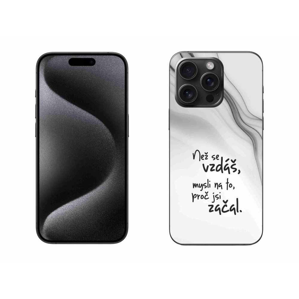 Gelový kryt mmCase na iPhone 15 Pro Max - citát 2 bílé pozadí