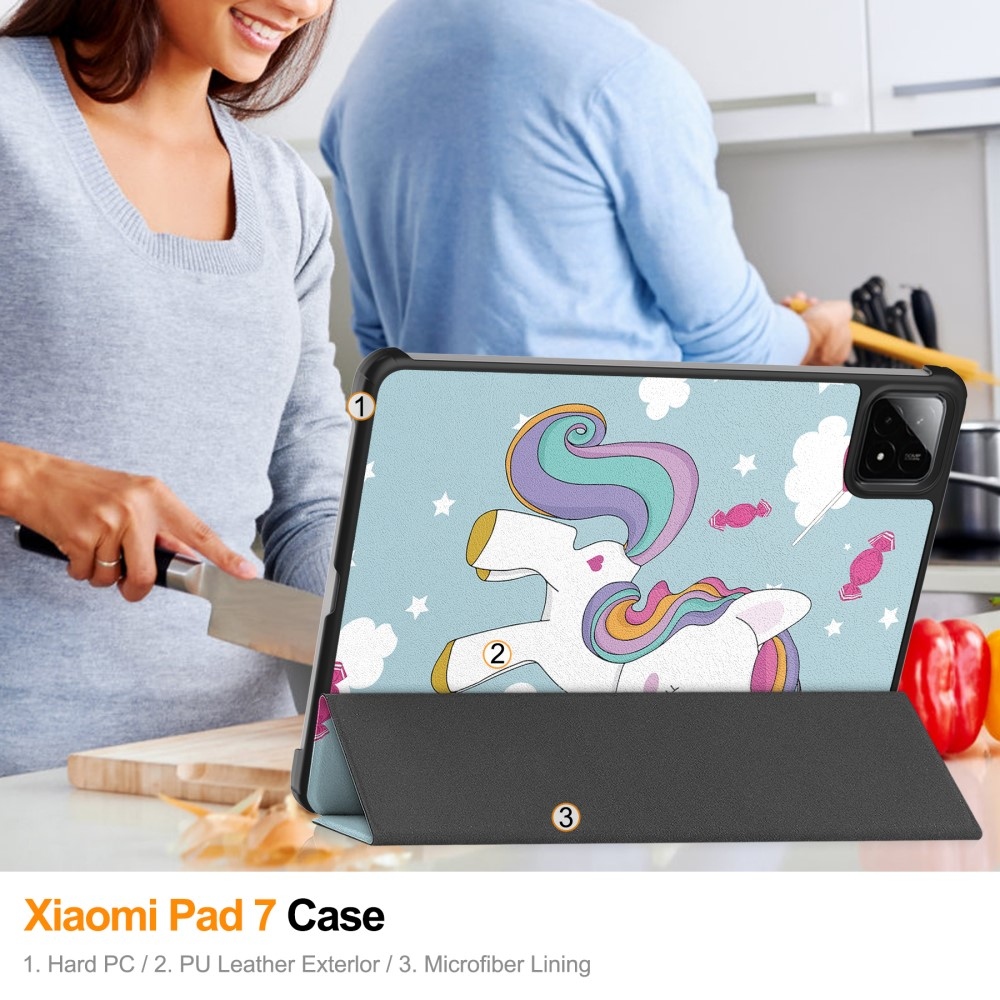 Patty chytré polohovací pouzdro na tablet Xiaomi Pad 7/7 Pro - jednorožec