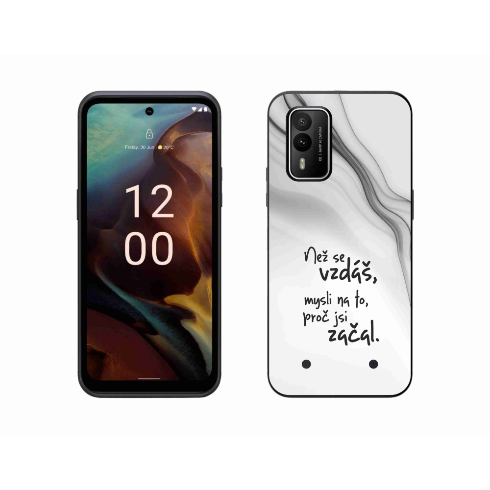 Gelový kryt mmCase na Nokia XR21 - citát 2 bílé pozadí