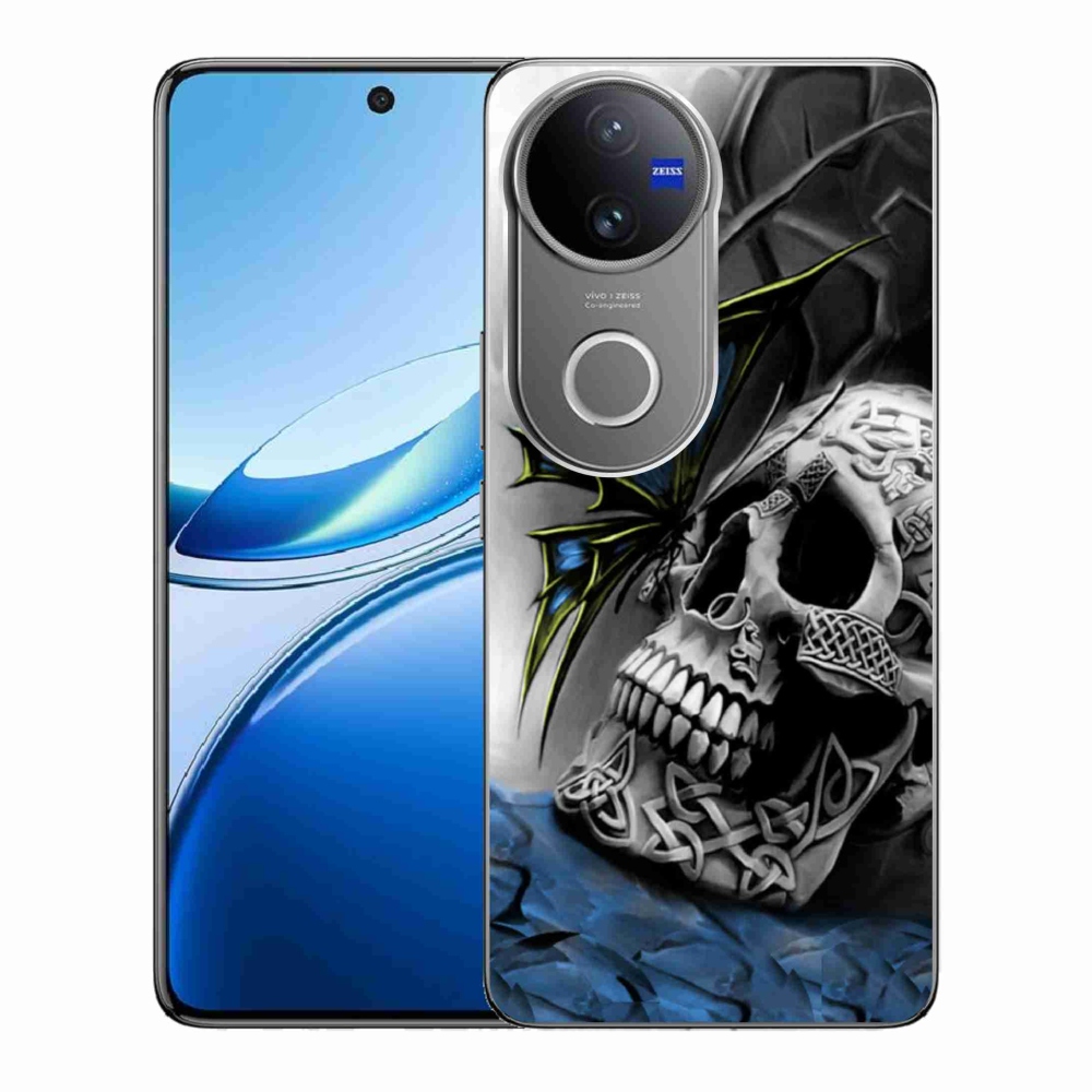 Gelový kryt mmCase na Vivo V50 5G - motýl a lebka