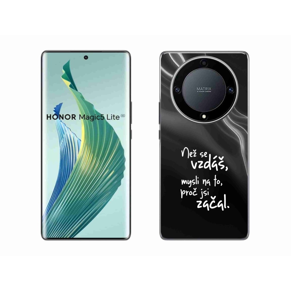 Gelový kryt mmCase na Honor Magic 5 Lite 5G - citát 2 černé pozadí
