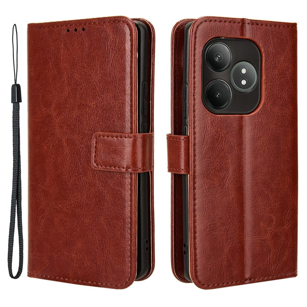 Crazy knížkové pouzdro na Realme GT 6 5G/GT 6T 5G - hnědé